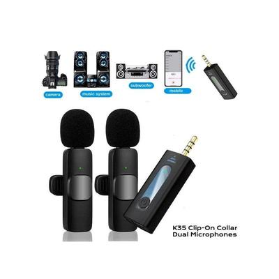 K35 Dual Wireless Lavalier Microphone 3.5mm Jack for Mobile - My Store