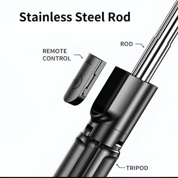 4 in 1 Selfie Stick Tripod with Light & Bluetooth Remote |Foldable & Extendable (70cm) Mobile Holder - My Store