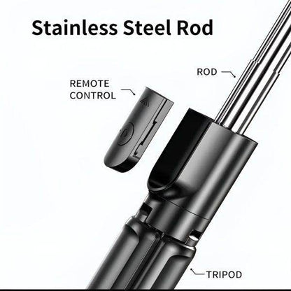 4 in 1 Selfie Stick Tripod with Light & Bluetooth Remote |Foldable & Extendable (70cm) Mobile Holder - My Store