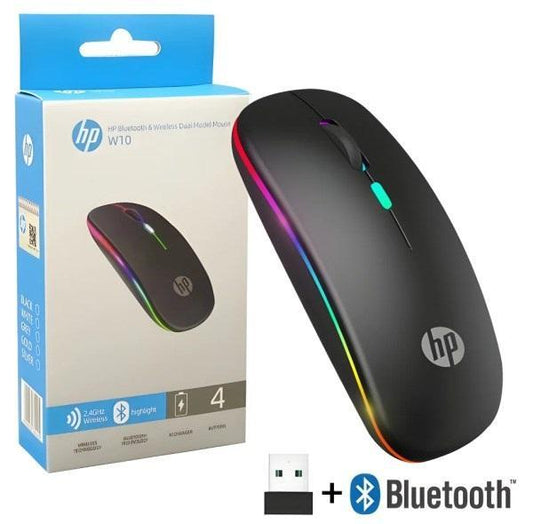 HP W10 Dual Mode Wireless Mouse – Bluetooth + 2.4GHz | Slim Design, Long Battery Life