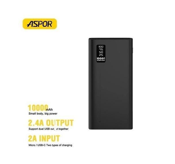 ASPOR A330 10000mAh Power Bank | Mini Size Portable Travel Battery Pack - My Store