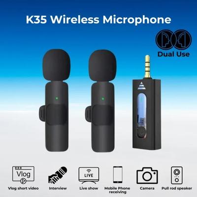 K35 Dual Wireless Lavalier Microphone 3.5mm Jack for Mobile - My Store