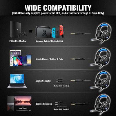 Lycander LGH - 568 Over - Ear Gaming Headset with Mic & LED Lights - My Store