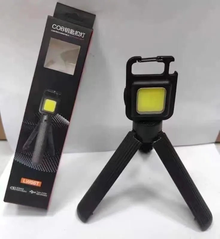 Tripod Rechargeable COB Flash Light LW06T | Mini LED Keychain Torch with 3 Modes - My Store
